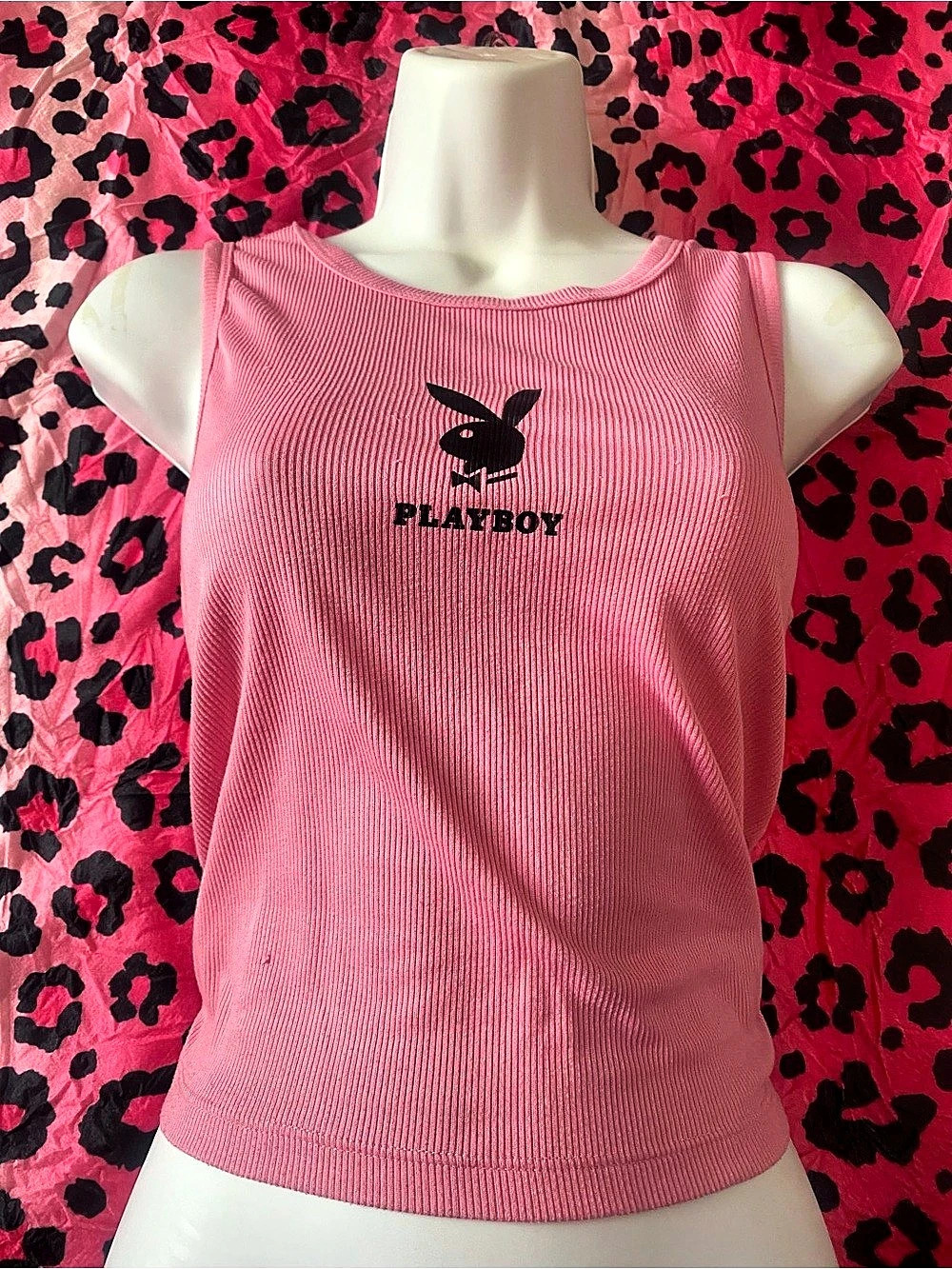 Playboy Y2K Pink Ribbed Tank Top Woman’s Size Medium
